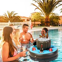 Glacière flottante gonflable pour piscines avec 6 porte-gobelets intégrés, glacières flottantes gonflables en PVC pour le lac, porte-boissons flottants