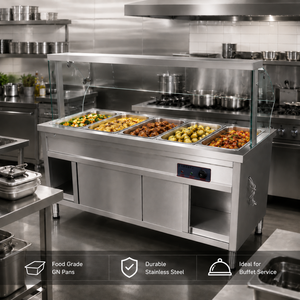 Attrezzatura Professionale Bagnomaria in Acciaio Inox 304, Scaldavivande Elettrico con Controllo della Temperatura per Hotel e Ristoranti - Product Image 1