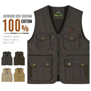 Haut de gamme qualité hommes gilet 100% coton multi-poches gilet pour porte pêche escalade Support Logo personnalisé - Product Image 1