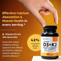 Complément de Vitamine D3 K2 – Capsules de Vitamine D3 K2 à Faible MOQ pour OEM – Magnésium B6 Zinc Quercétine – Capsules pour l'Énergie, l'Immunité et la Santé Musculaire