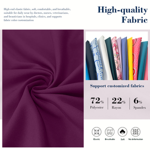 Nouvelle conception, ensemble d'uniformes classiques pour infirmières, haut à col en V, pantalon droit, usage hospitalier, 72 % polyester, 22 % rayonne, 6 % élasthanne, logo personnalisé - Product Image 3