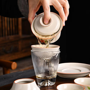 Juego de té de porcelana Kung Fu con tapa, forma redonda, caja de regalo empresarial, vajilla de cerámica portátil para uso comercial - Product Image 3