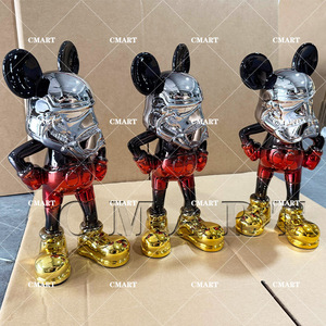 Statuette décorative <span class=keywords><strong>Mickey</strong></span> Love <span class=keywords><strong>de</strong></span> 40 cm, modèle en résine, artisanat <span class=keywords><strong>de</strong></span> dessin animé, décoration d'intérieur, finition chromée brillante et colorée pour sculpture artistique - Product Image 5