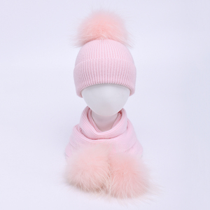 Precioso gorro de lana de Cachemira para niños con bufanda, pompón de piel extraíble, conjunto de gorro y bufanda para niños, conjunto de bufanda y gorro para niños - Product Image 4