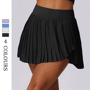 Falda corta elástica de cuatro lados personalizada al por mayor con falda de tenis plisada con forro antideslumbrante - Product Image 4