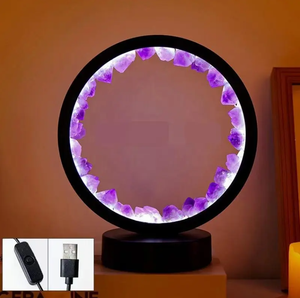 โคมไฟฟลูออไรต์แอเมทิสต์คริสตัลดิบไฟ LED สำหรับกลางคืนสำหรับห้องนอน - Product Image 3