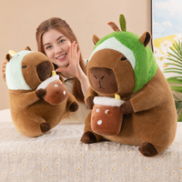 Peluche Capybara brodée ultra douce avec tasse à bubble tea – Cadeau anti-stress pour tous les âges, unisexe, vente en gros