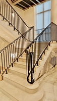 Escalier en marbre Tanlong, escalier intérieur incurvé en pierre naturelle, garde-corps en fer