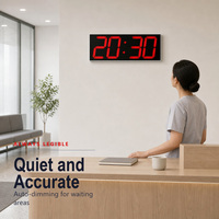 Horloge murale numérique LED WS-604S, horloge synchronisée sur le réseau WiFi NTP, 4 chiffres rouge et blanc pour bureau, école, hôpital, clinique