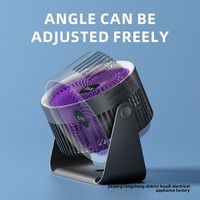 Ventilateur de bureau multifonctionnel en plastique pour dortoir, recharge USB, moteur silencieux sans balais à 5 vitesses, veilleuse LED, 5 modes d'éclairage