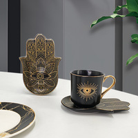Nouvel ensemble de tasses et soucoupes à café turc, design nordique moderne et créatif, jetable, compatible lave-vaisselle et micro-ondes, avec plateau, pour le camping et le thé de l'après-midi
