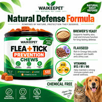 120 comprimés à mâcher pour chiens, défense contre les puces et les tiques, saveur poulet, levure de bière, graines de lin, aide au bien-être et booster d'entretien, 9 oz, soins pour chats