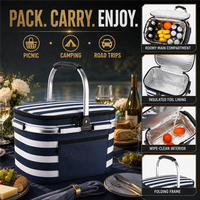 Panier de pique-nique isotherme pliable personnalisé OEM avec cadre en aluminium et doublure en aluminium pour le camping et les voyages en voiture, sac isotherme extérieur