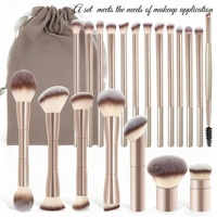 Ensemble de 20 pinceaux de maquillage professionnels à double embout, ensemble de pinceaux tout-en-un pour le fond de teint, les fards à paupières et le blush