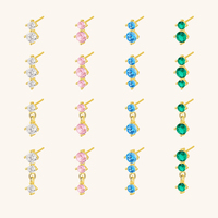 Mlluki – Nouveauté : Ensemble de boucles d'oreilles personnalisées en argent sterling 925 plaqué or 18 carats avec zircon cubique, clous et pendantes