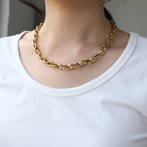 Nouveau Collier Chaîne Grains <span class=keywords><strong>de</strong></span> <span class=keywords><strong>Café</strong></span> en Acier Inoxydable Plaqué <span class=keywords><strong>Or</strong></span> 18K pour Hommes et Femmes, Bijoux Géométriques, Cadeaux - Product Image 4