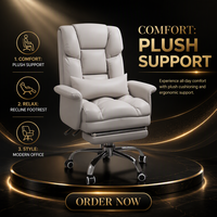 Chaise de Bureau Pivotante Populaire Ergonomique et Confortable, Fauteuil Convertible en Cuir Esports avec Réglage, Métal en Acier Inoxydable pour S'allonger