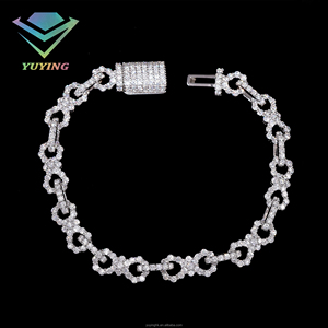 Pulsera de Cadena de Plata de Ley S925 Estilo Hip Hop con Moissanita VVS Color D y Certificado GRA, Joyería de Pulsera Infinita Iced Out - Product Image 1