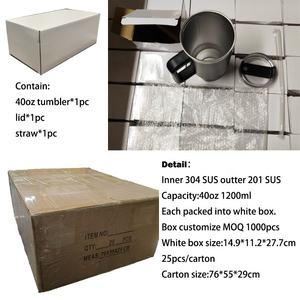 Nouvelle tasse isotherme 40oz avec poignée, en acier inoxydable 304, isolée sous vide, avec couvercle et paille, pour le camping - Product Image 3