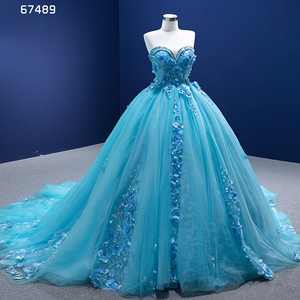 Rsm67489 tessuto di pizzo elegante <span class=keywords><strong>da</strong></span> donna all'ingrosso personalizzato 3D abito <span class=keywords><strong>da</strong></span> <span class=keywords><strong>sera</strong></span> con perline blu - Product Image 2