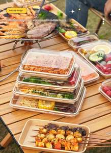 กล่องเบนโตะแบบกำหนดเองได้ กล่องใส่ซูชิแบบย่อยสลายได้ บรรจุภัณฑ์ถาดซูชิแบบนำกลับบ้าน กล่องใส่ซูชิทำจากกระดาษชานอ้อย กล่องใส่อาหารพร้อมฝาปิด - Product Image 5