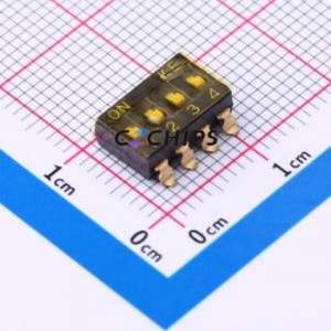 DSIC04TSGER DIP Switch SMD-8P,6x10.2mm Switch Flat Toggle, Groove Type Single Pole Single Throw 4 Gull Wing Type - Product Image 1