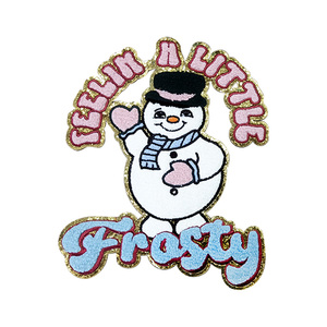 Parches personalizables de muñeco de nieve de Navidad, parches de sarga bordados a granel para decoración de prendas - Product Image 1