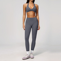 Nouvel ensemble de sport 2 pièces réversible et respirant grande taille pour la gym, tenue d'entraînement athlétique de haute qualité avec soutien-gorge de yoga