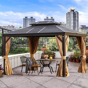 Sombrilla de aleación de aluminio de estilo moderno para exteriores, pabellón para Patio, jardín, cortina doble impermeable, cabina de <span class=keywords><strong>casa</strong></span> de cuatro esquinas - Product Image 2