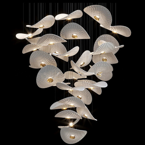 Candelabros de cristal LED de hoja de loto para techo alto, lámpara colgante para interiores, de lujo, moderno <span class=keywords><strong>y</strong></span> contemporáneo - Product Image 1