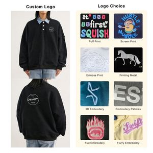 Sweats à capuche lourds personnalisés col boutonné col polo oversize Streetwear pulls pour femmes sweats-shirts en gros - Product Image 3