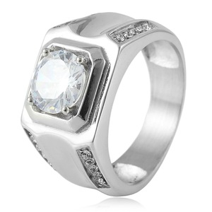 yunnique Geometric Silver Women's <b>Ring</b> With White Gemstone Prong Setting Fashion Jewelry Gift - Product Image 1