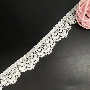 Embroidery French Lace Elastic Cotton Lace Trim Fabric for Clothing Wedding Stock Sample Free Wholesale Spandex Width 1.8cm