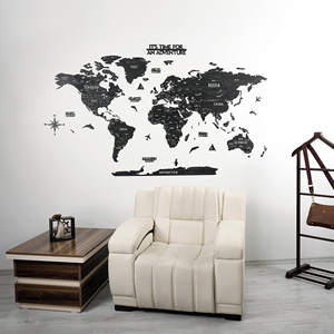 Multistrato 3D in legno mappa <span class=keywords><strong>del</strong></span> <span class=keywords><strong>mondo</strong></span> Art Deco Design decorazione per ufficio regalo di compleanno per soggiorno parete arte include <span class=keywords><strong>capitali</strong></span> degli stati - Product Image 2