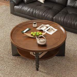 Solid Wood Round Coffee <b>Table</b> 48 In Retro Style American Chinese Living Room Furniture - Product Image 1