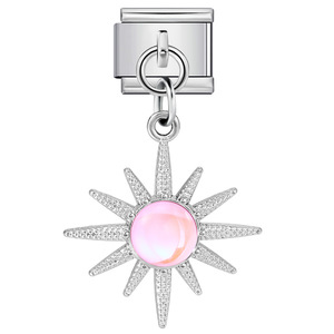 Heart And <b>Flower</b> Pendant Italian Modular <b>Bracelet</b> Single Hook Titanium Steel Elastic Chain Women's Gift Zircon Bezel Setting - Product Image 4