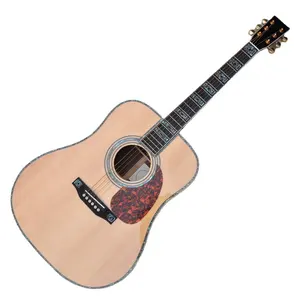 Flyoung 자연 나무 색상 41 인치 어쿠스틱 기타 D45 모델 탑 솔리드 클래식 기타 흑단 핑거 보드