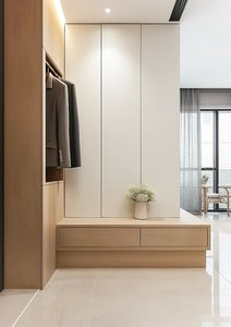 Meuble à chaussures de luxe nordique sur mesure, design combiné ouvert et fermé, armoire de rangement pour entrée de villa - Product Image 3