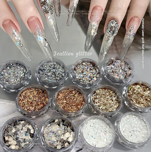 Mixed Silver Gold White Nail Glitter Flakes Polygonal Flash <b>Sequins</b> for DIY Nail <b>Art</b> Decoration - Product Image 1