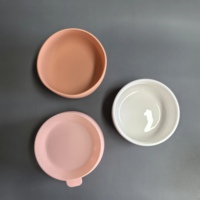 Ensemble d'ustensiles de repas pour tout-petits : Assiettes en céramique avec bols, assiettes divisées, tasse, fourchette et cuillère en silicone pour bébé