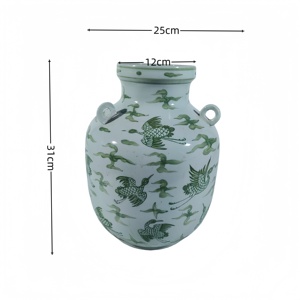 Jarrón de Porcelana Chino Antiguo Hecho a Mano, Ecológico, <span class=keywords><strong>con</strong></span> Boca en Forma de Girasol, <span class=keywords><strong>con</strong></span> Diseño de Aves y Flores, para Decoración del Hogar - Product Image 5