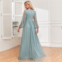 Robe longue d'été élégante pour femme, col en V, moulante, manches longues, sexy, à paillettes, à franges, en dentelle, unie, écologique, respirante, fendue, pour bal de promo