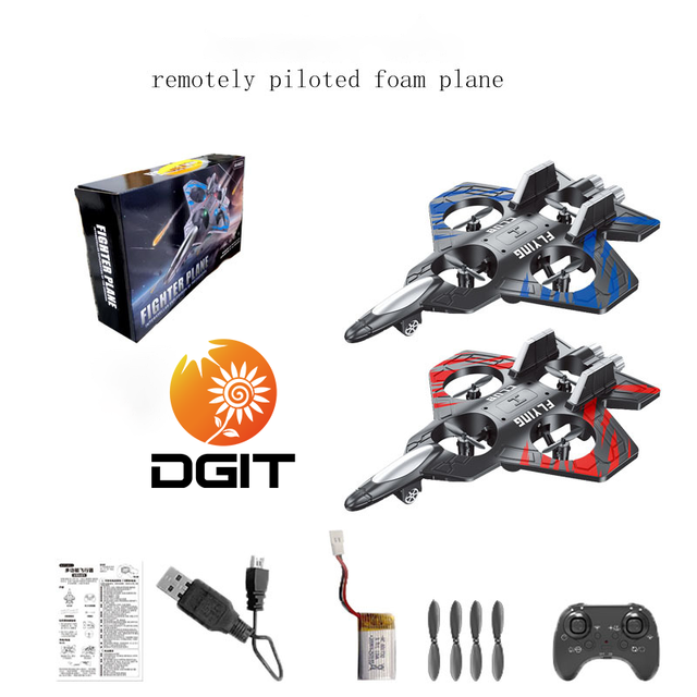 New Remote - Controlled Foam Airplane Drone, Quadcopter with Hovering, Fixed - Height, Tumbling Stunt Functions