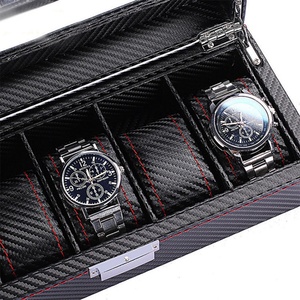 Exquisite Durable Carbon Fiber PU Leather <b>Watch</b> Sunglasses <b>Case</b> for Men 5 6 10 12 Slots <b>Watches</b> Box Organizer Logo <b>Watch</b> Box OEM - Product Image 2