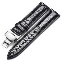 Bracelet de montre en cuir d'alligator véritable |   Bracelet de montre de luxe à motif crocodile grainé rond pour hommes et femmes