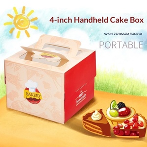 Caja de Embalaje Plegable Portátil de 4 Pulgadas con Ventana de Cartón Blanco para <span class=keywords><strong>Pastelería</strong></span>, <span class=keywords><strong>Repostería</strong></span> <span class=keywords><strong>y</strong></span> Embalaje de Alimentos para Pasteles de Cumpleaños - Product Image 2