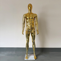 Mannequin Homme de Vitrine, Mannequin de Sport Masculin Musclé Doré Chromé Miroir, Mannequin Corps Entier pour Présentoir de Magasin de Vêtements