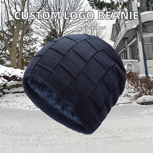 Wholesale Custom Logo Winter <b>Beanie</b> Cool Knit Lined Acrylic Hat Warm Thick Stocking for Men and Women <b>Slouchy</b> Style - Product Image 2