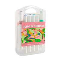 Lot de 12 stylos imperméables à peinture acrylique 3mm marqueurs à pointe fine pour enfants pour dessiner sur tissu plastique et projets artistiques