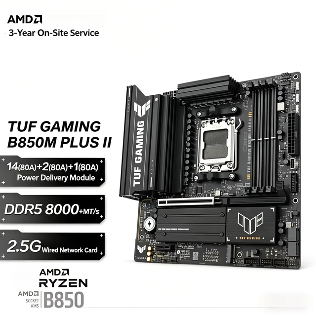 New A-SUS TUF B850 PLUS II GAMING AMD A75 AM5 Motherboard 4xDDR5 DIMM Support for AMD 7000/9000G Series Desktop USB 3.0 Wi-Fi